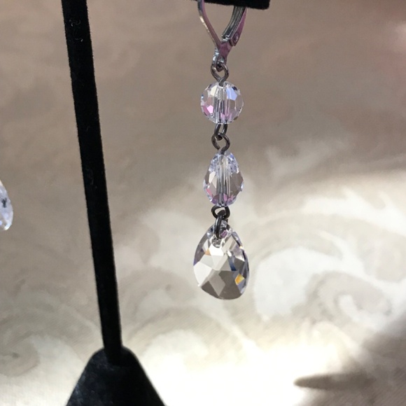 NADRI Crystal Drop Lever Back Earrings 2” - Picture 5 of 16